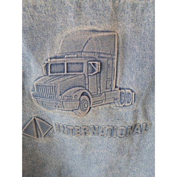 Vintage International Denim Jacket X-Large USA Cotton Embroidered Semi Trucker - Picture 2 of 13